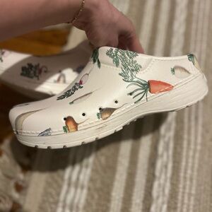 Dansko Cream Vegetable Print Clogs